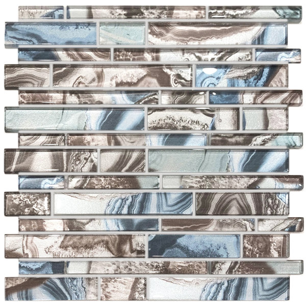 Blujellyfish Hawaii 12" x 12" Glass Mosaic Sheet Subway Wall Tile